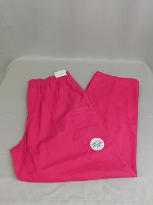 Bobbie Brooks Wide Leg Pull-On Uniform Scrub Pants - Bright Pink, Medium #3783