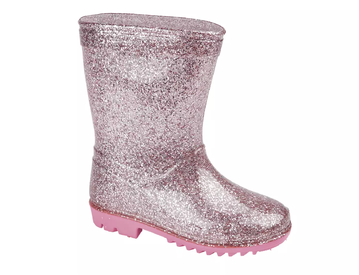 GIRLS PINK GLITTER WELLIES WATERPROOF SPARKLE WELLINGTON RAIN BOOTS UK SIZE 6 12