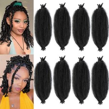 8 Springy Afro Twist Hair 16" Marley Braiding Hair Pre Separated Extensions 1B