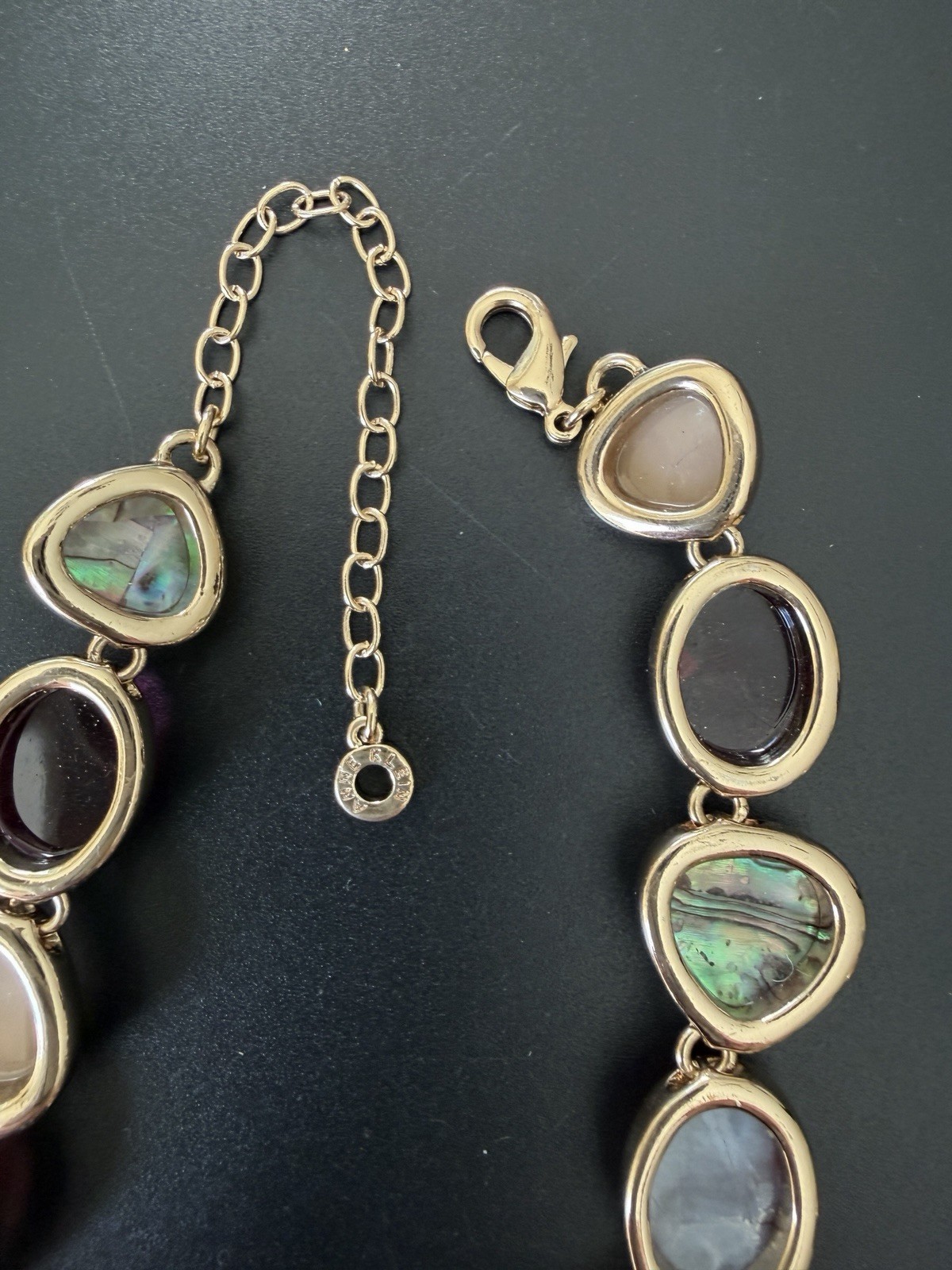 Anne Klein Multi Stone Abalone Shell Necklace Gol… - image 15