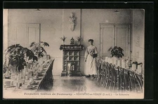 Old postcard Beaumont-en-Véron, Fondation Gréban de Pontourny, Le Réfectoire 