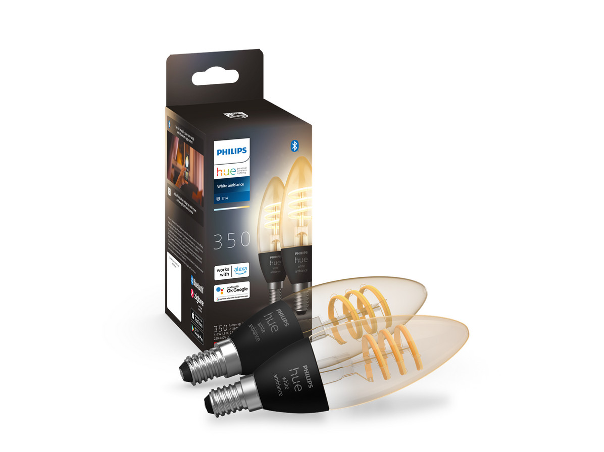 Philips Hue White Ambiance Filament E14 Doppelpack 4,6W 350L Licht - Bild 3