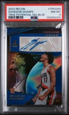2022 RECON TRUE POTENTIAL SIGNATURE BLUE SHAEDON SHARPE ROOKIE AUTO 6/35 PSA 8
