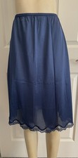 Vtg Bari Half Slip Womens Size Small Blue Nylon Lace Trim Hem USA
