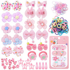 400 Pcs Baby Girls Hair Accessories Set,Baby Girls Hair Ties,Flower Bows Rubber