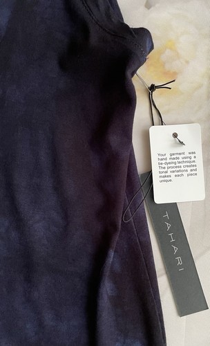 NEW Tahari Tank Top sz Large Sleeveless Blue Black Tie Dye - Picture 3 of 7