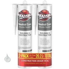 Kraken Bond Neutral Cure Construction Silicone Sealant, 10.1oz 2 Pack – Clear