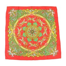 Hermes Carre 90 Silk Scarf / Luna Park Amusement Square Red Made In France Fash