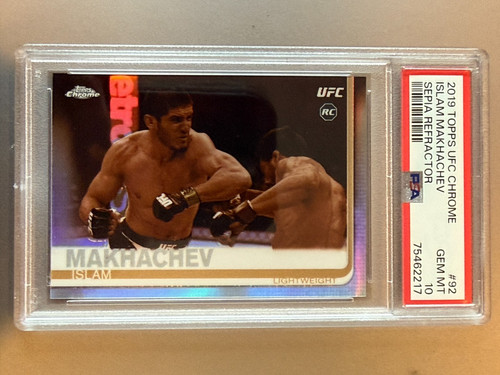 2019 Topps UFC Chrome Islam Makhachev Sepia Refractor Rookie PSA 10 Gem Mint RC