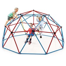 10 FT Dome Climber with Swing for Kids Fun Play from 3 to 10 Years Old Red