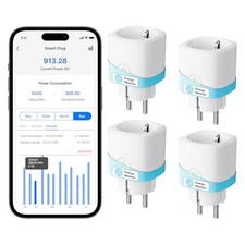 Meross Smart WLAN Steckdose 16A mit Strommessung Zeitschaltuhr 4er Set
