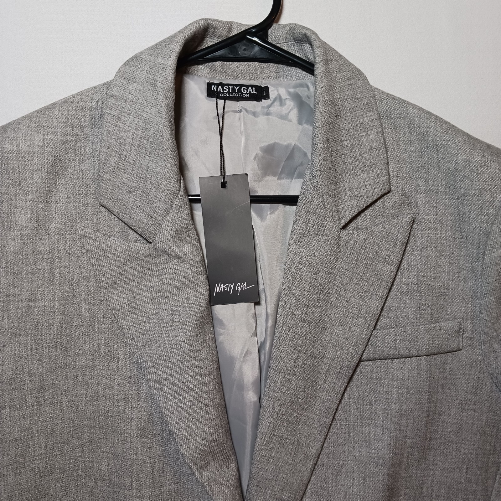 Nasty Gal Womens Tailored Oversized Twill Blazer Large Gray NWT image 2