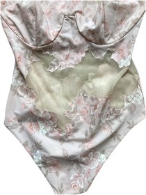 La Perla-4 Floral & Mesh Pink Sheer Bodysuit Size 38 Bustier Pin Up Romantic