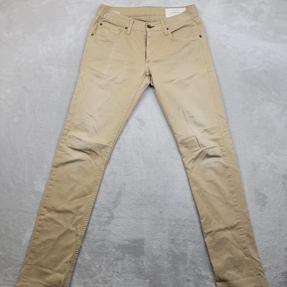 Rag Bone Pants Mens 29 Khaki Standard Issue Fit 2 Slim Leg Button Fly Chino Fade - Image 2 of 4