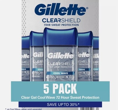 Gillette Cool Wave Clear Gel Men's Antiperspirant and Deodorant, 3.8 oz., 5 pk.