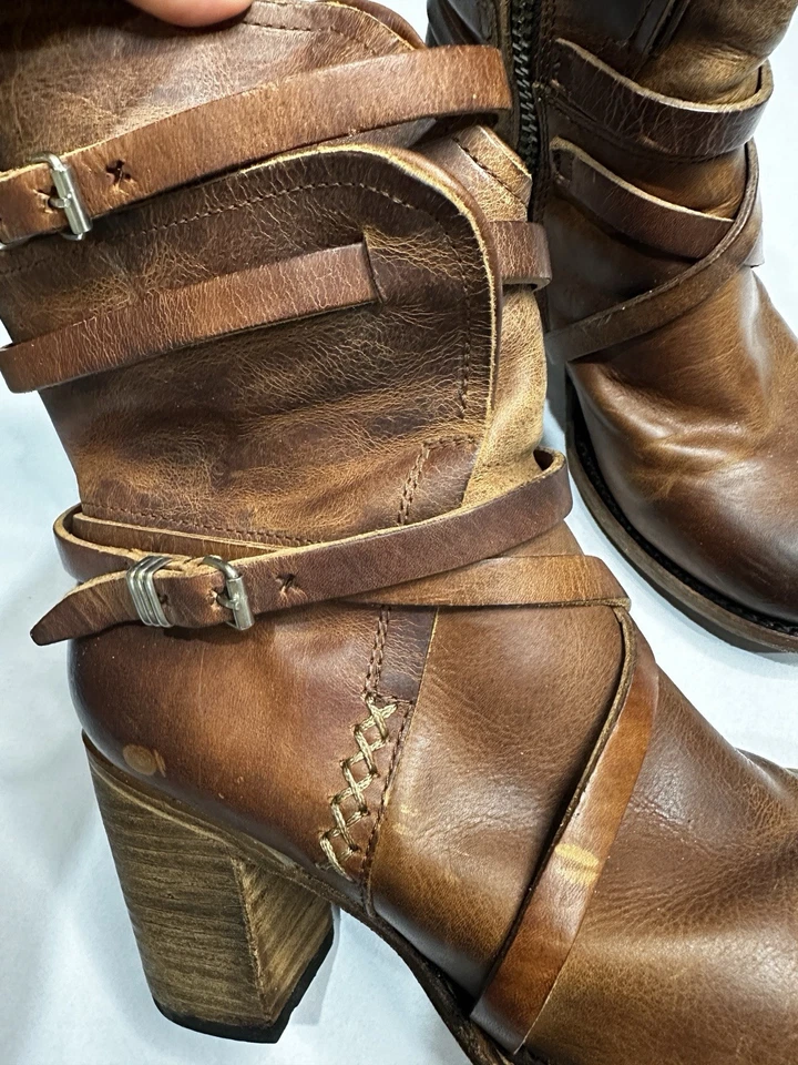 Botas Freebird Baker Botas Cuero Marrón Tacón Coñac Para Mujer 9 Foto 3 de 4