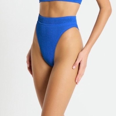 Bond-Eye Australia Savannah High Waisted Bikini Bottom Blue Crinkle One Size
