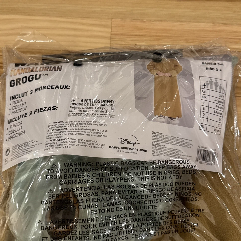 (NOVO) Fantasia de Halloween Star Wars: The Mandalorian Grogu bebê Yoda criança 3-4 - Imagem 4 de 4