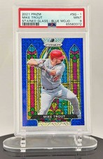 MIKE TROUT 2021 PANINI PRIZM STAINED GLASS BLUE MOJO #SG-1 PSA MINT 9