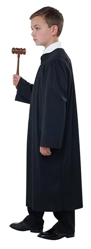 Унисекс судья костюм наряд с кружевной воротник платье вверх размер S M черный - Изображение 2 из 4