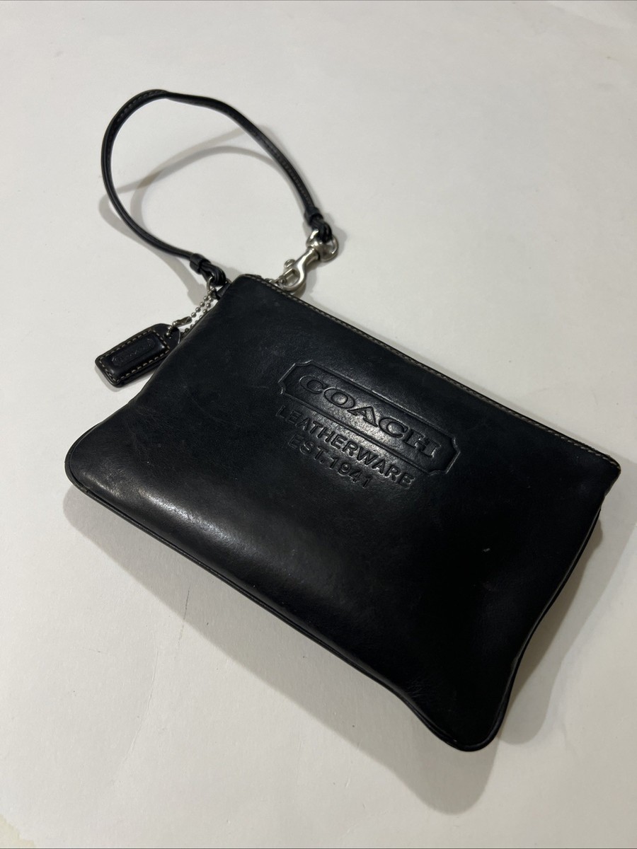 Vintage Coach Leatherware Est. 1941 Black Leather Wristlet Pouch 7