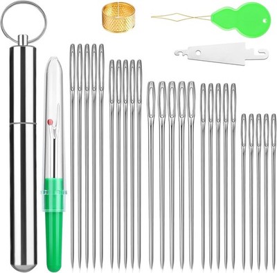 Fteven Embroidery Needles, 25PCS Large Eye Sewing Needles, 5 Size Hand Sewing Ne