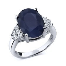 6CT Natural Blue Sapphire Engagement Ring IN Sterling Silver 925 Gift for Women