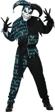 Deadly Jester Carnival Clown Circus Scary Fancy Dress Up Halloween Adult Costume