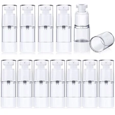 12 Pcs 15 ml Airless Pump Bottles 0.5 oz Travel Pump Bottle Dispenser Refilla...