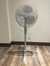 White 3-Speed Pedestal Standing Fan Push Button, Adjustable Height & Tilt