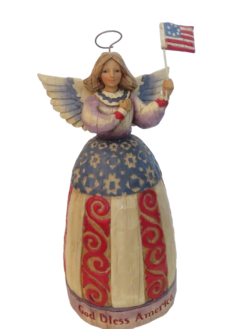 Figurina Jim Shore Heartwood Creek – Angelo Patriottico Con Bandiera Piegata, 18 Cm, Dipinta A Mano - 2