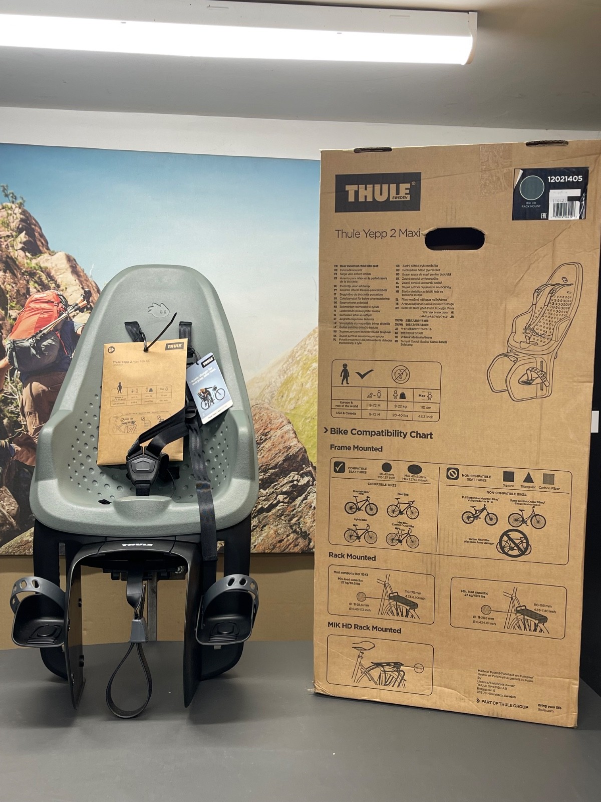 Thule Yepp 2 MIK HD Rack-mounted Child Bike Seat Agave Green 12021405