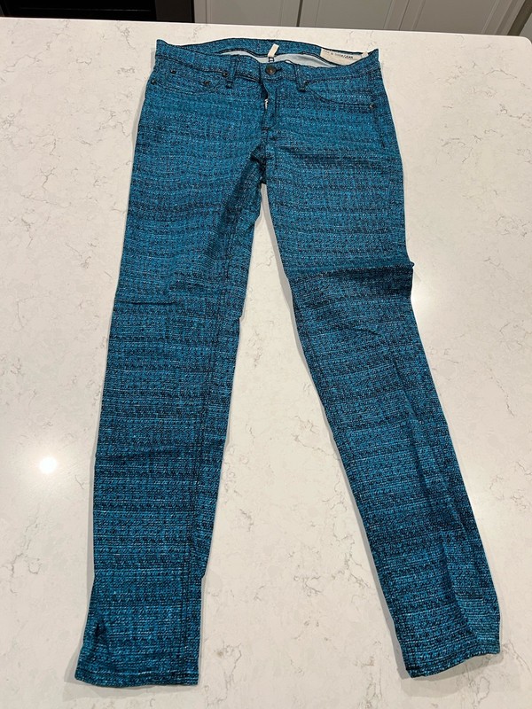 Rag & Bone Jeans Denim Black Blue Bird Tweed Print Leggings Pants Womens 30
