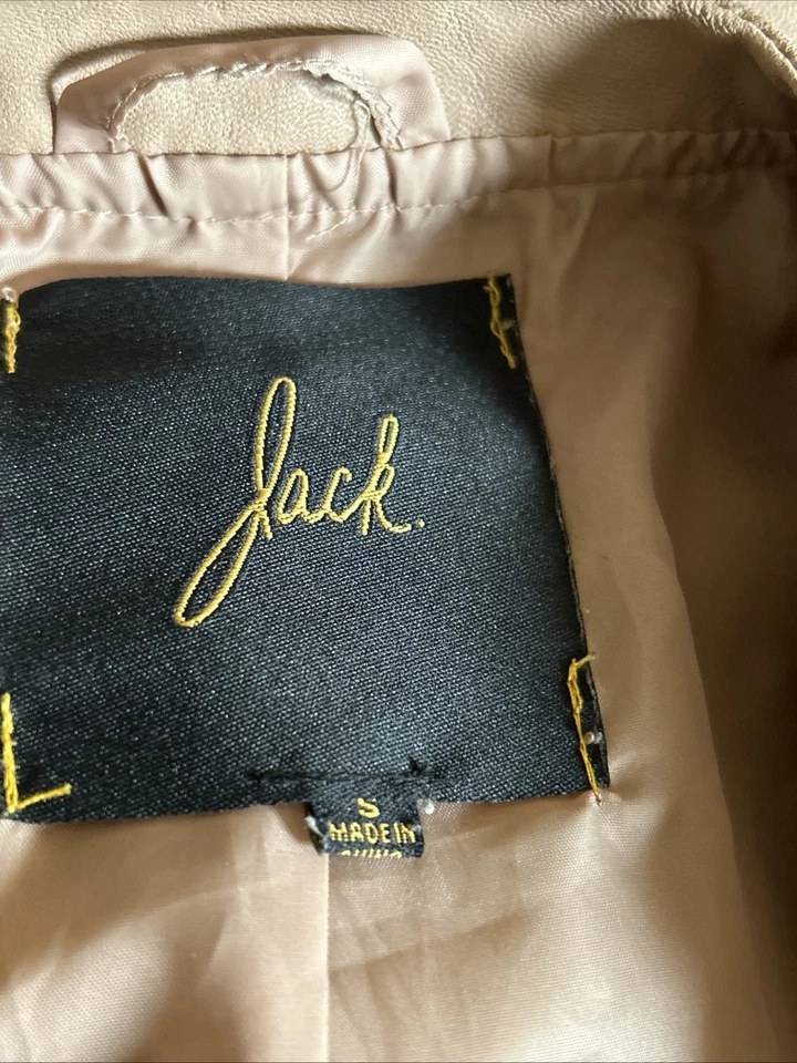 Women's Faux Leather Moto Jacket Zip Pink Taupe Color Sz S Biker Pockets NOTE - Image 2 of 4