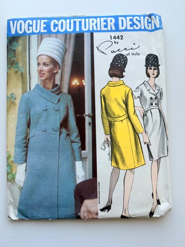 Vintage Vogue Couturier Design 1442 Pucci Italy, Sz 16, Uncut FF 1960s