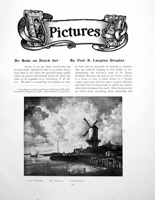 Alter Druck Dr. Bode On Dutch Art J Van Ruysdael The WindmillPages 1909