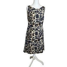 Ann Taylor 97% Silk Watercolor Animal Print Sleeveless Sheath Dress Size 10