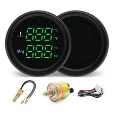 52mm 2 IN 1 Water Temperature+Oil Pressure Gauge with 1/8NPT Sensor For Boat Car