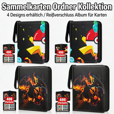 Sammelalbum für 400/900 Spiel Karten 50 Seiten PU Sammelmappe Karten Ordner Heft