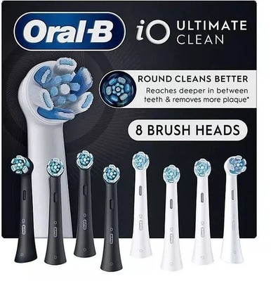 Oral-B iO Ultimate Clean Brush Heads 8 Pack, Smart Bristles, Fits Oral-B iO