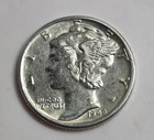 1942  Mercury Dime AU  Silver (W15)