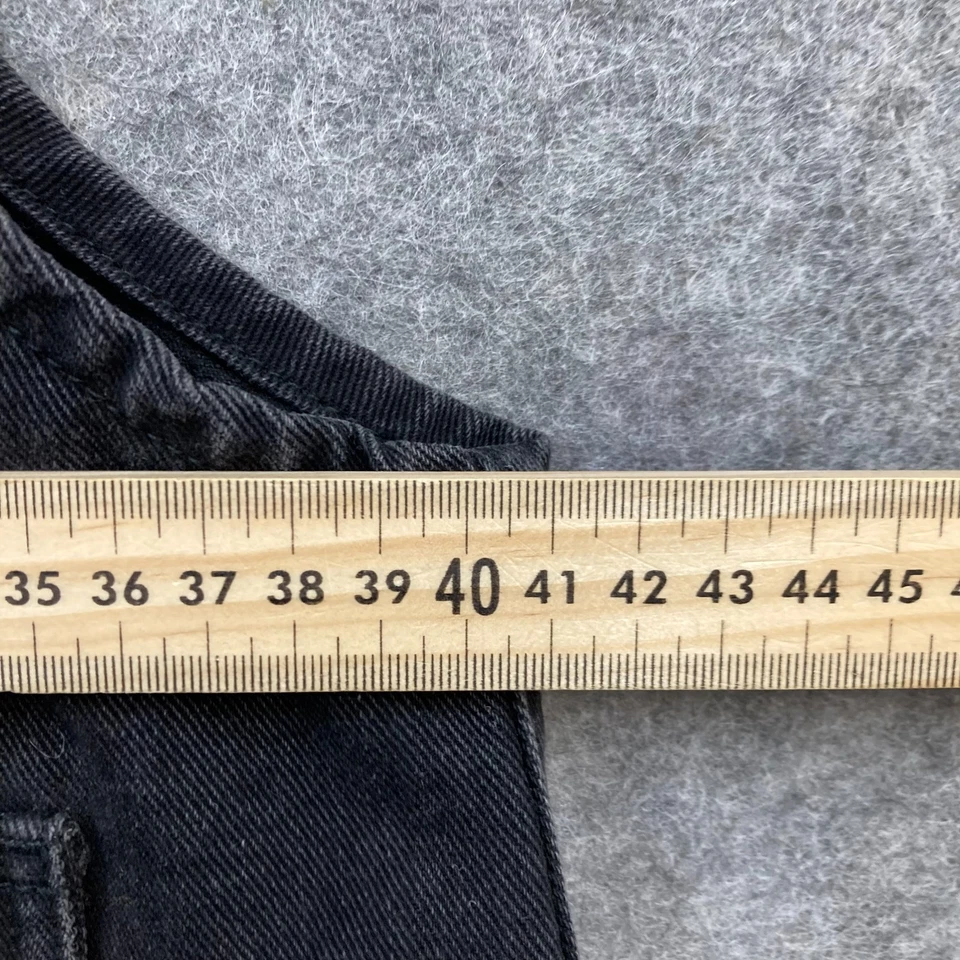 Vestido de mezclilla de algodón para mujer 8 negro mini bolsillos sin mangas dobladillo deshilachado 7334 Foto 3 de 4