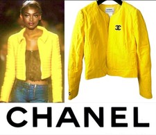 Chanel 2000 Yellow CC Logo Sport Taylor Jacket 40 42 8 10 Coat Top Vtg Y2K M L