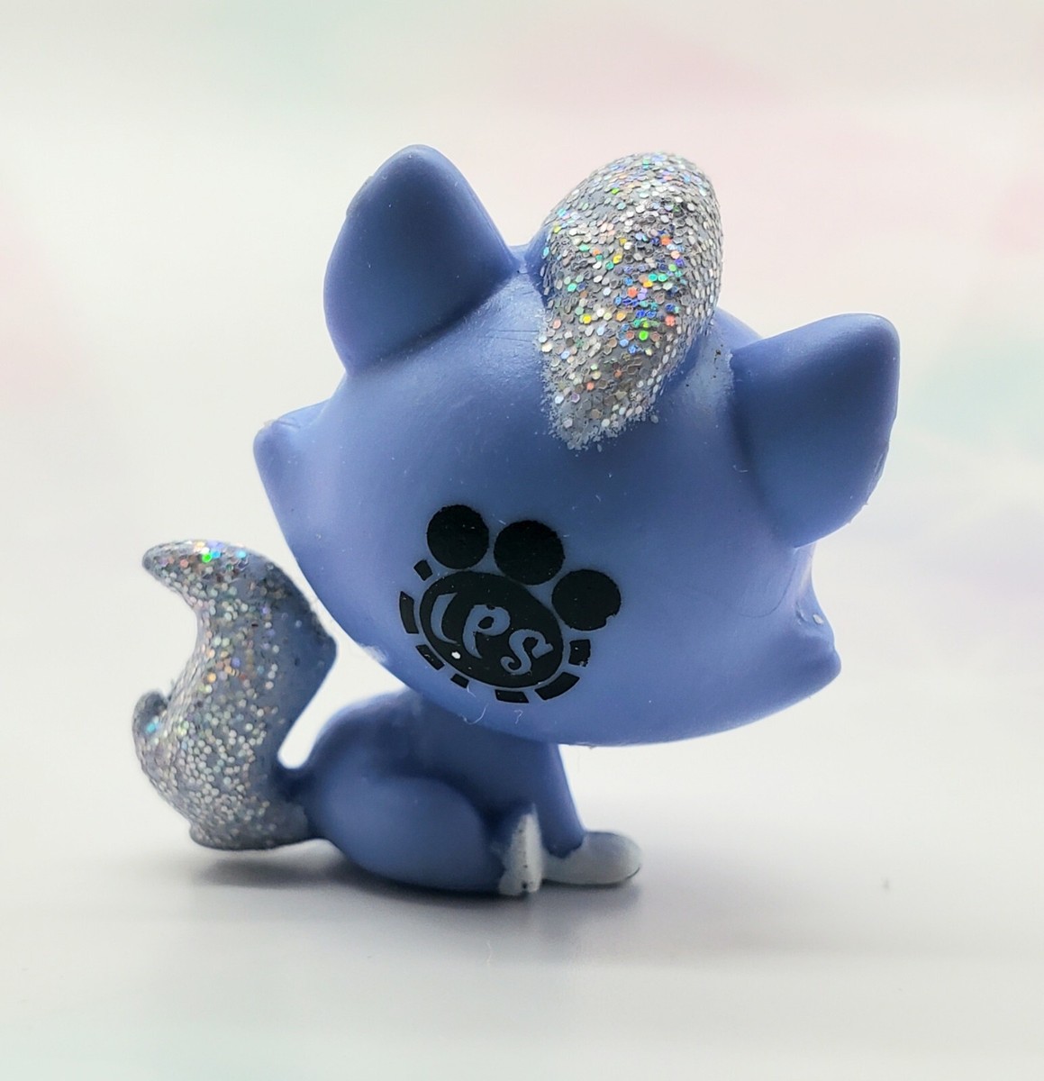 Littlest Pet Shop # 4149 Ziza Glitterton Blue Silver Glitter Mini