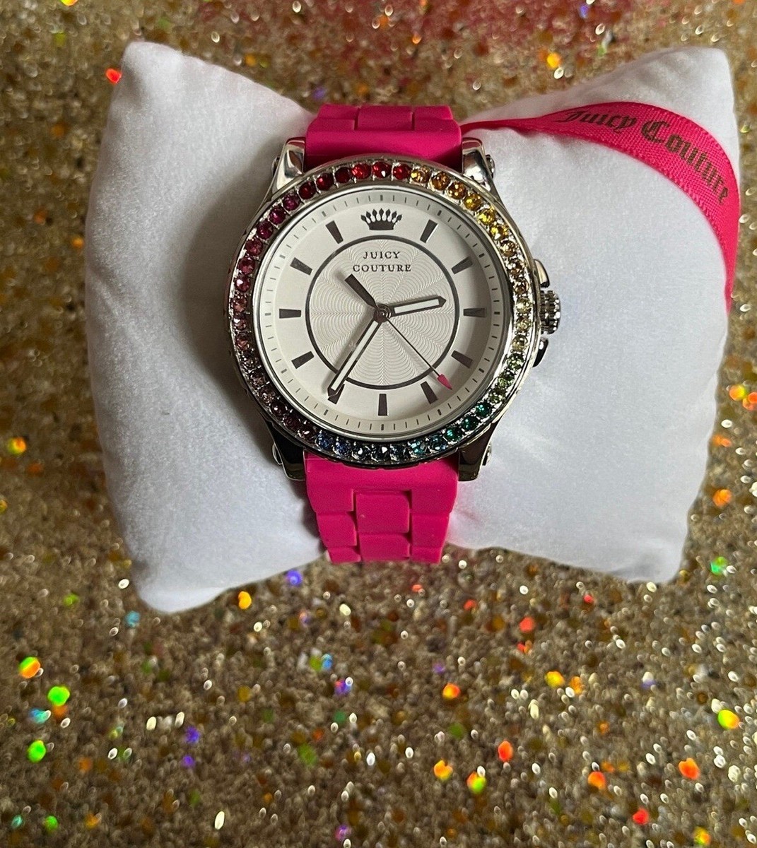【リクエスト注文】ジューシークチュール 腕時計 JUICY COUTURE 'Taylor' Plastic Bracelet Watch プラスティック  ウォッチ 【全４色】 Juicy Couture Watch With Pink Silicone Band And Rainbow Pave