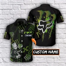 Hawaiian Shirt Fox Racing x Monster Energy Custom Name Hawaii Shirt Design 3D