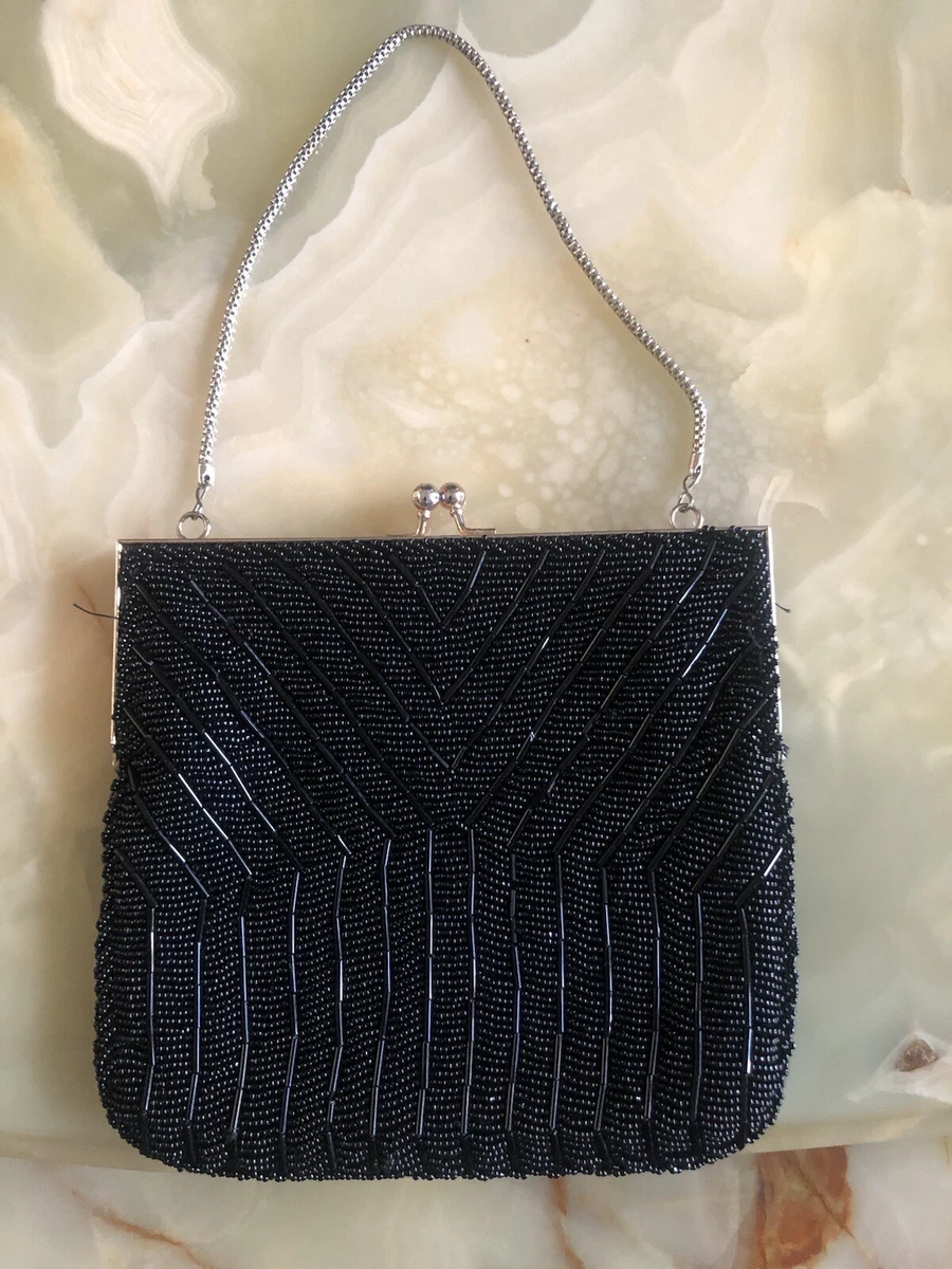 Vintage Beaded Black Le Soir Evening Bag