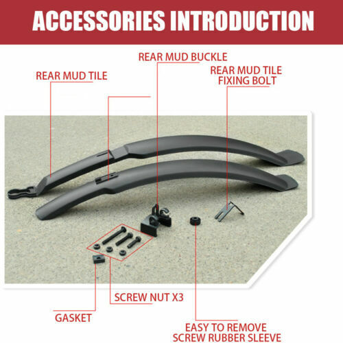 Bike 26” Mudguards Front & Rear Mountain Bike/bicycle Mud Guards Set Plastic/♚ - Picture 5 of 9