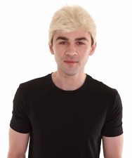Men Fancy Blonde Wig All Back Cosplay Halloween Wig Adult HM-408