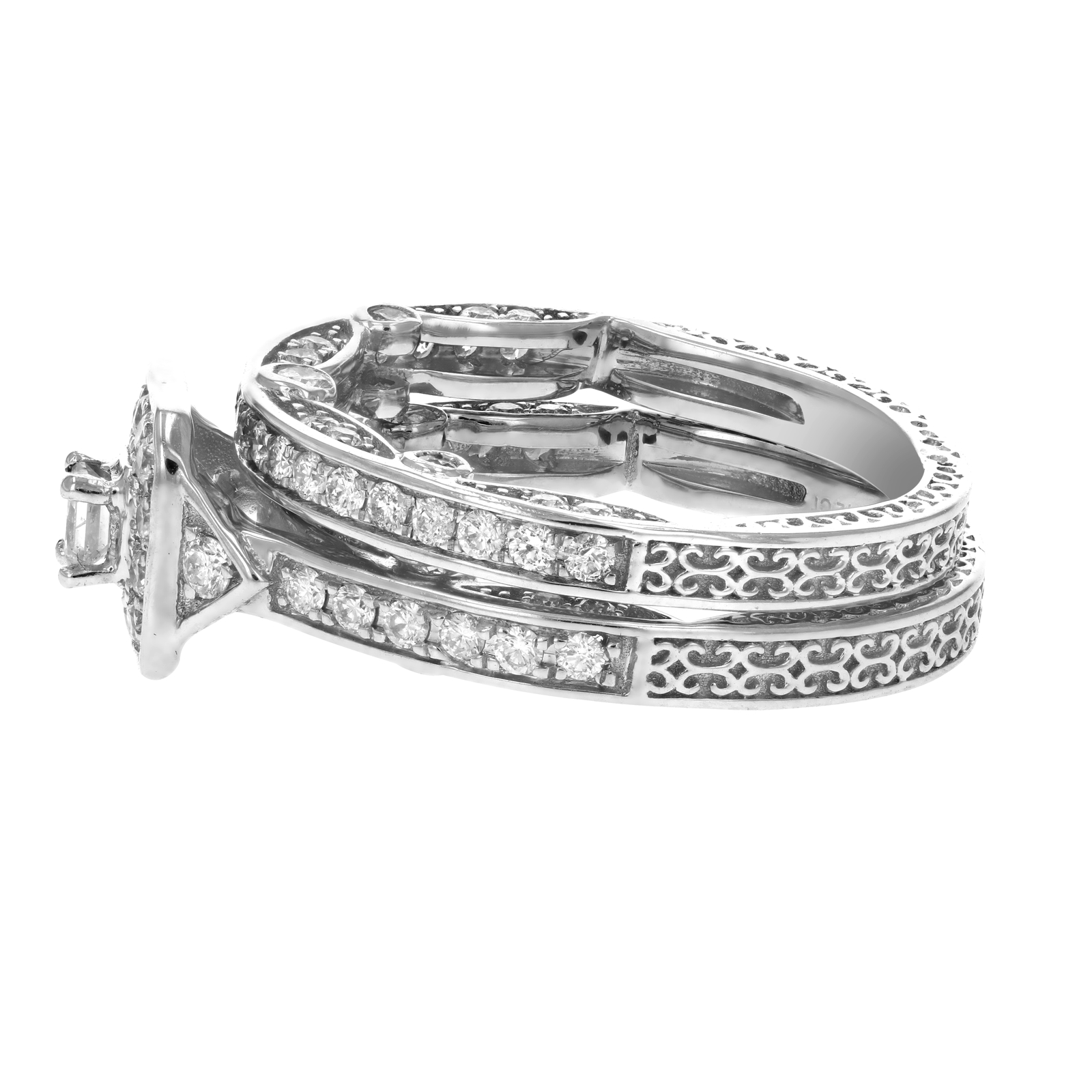 1 1/4 cttw Diamond Wedding Engagement Ring Bridal Set 14K White Gold